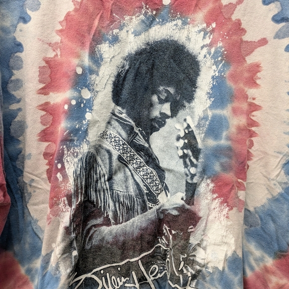Authentic Hendrix Tie-Dye Graphic Tee - Blue and Red - Picture 3 of 5